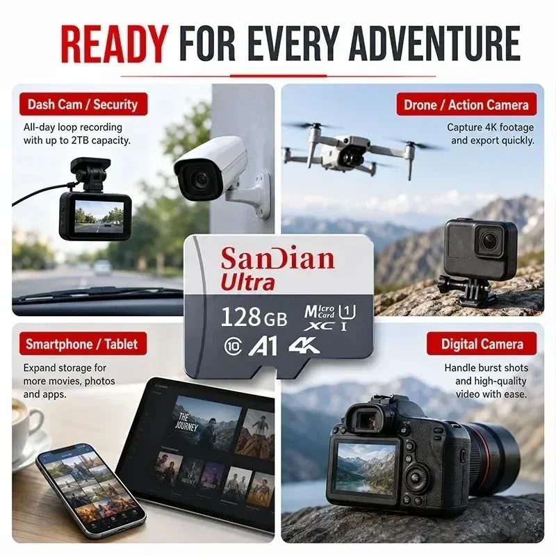 Best Seller 2026 NEW SD Card Memory Micro TF 256GB High Speed 128GB Fast Transfer Top Laptop 512GB Extreme Speed Reliable Mac
