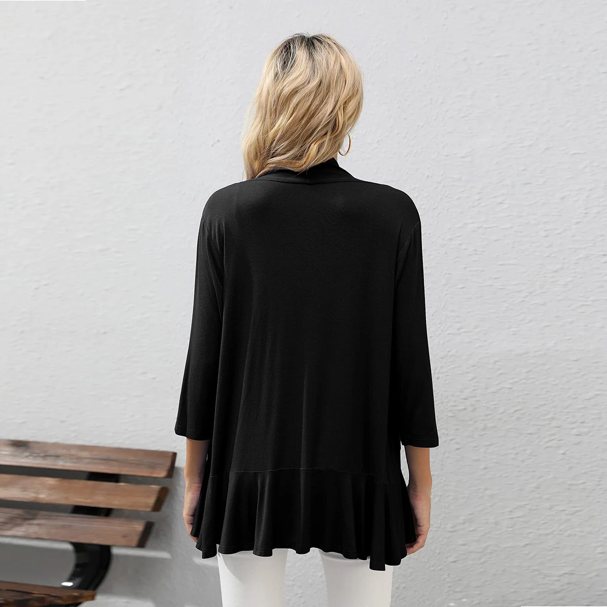 Women Fashion Cardigan Spring Solid Color Cardigan Top Open Stitch Solid Female Autumn