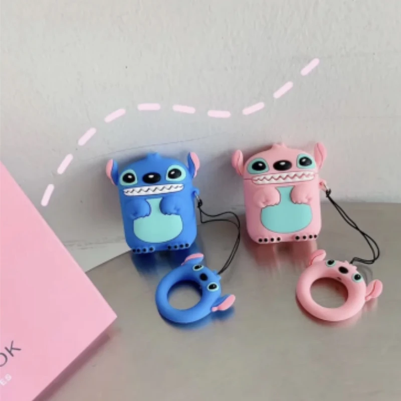 Miniso Stitch For Airpods 1 2 3 Pro Pro 2 Case Cartoon Grinning Stitch Silicone Earphone Case Accessories Cover Spiderma