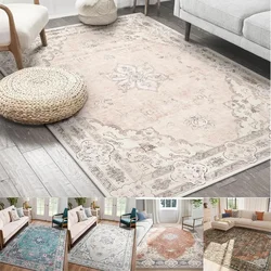 Pink Floral Printed Carpet Pattern Washable Mat Non Slip Backing Area for Kids and Girls Bedroom and Nursery Room Indoor Rug
