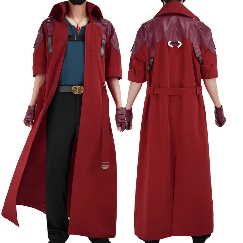 

HOLOUN Devil Game Dante Косплей Костюм Искусственная Кожа Карнавальное Пальто Футболка Брюки Пояс Перчатки Ожерелье Cos Конвенция Унисекс