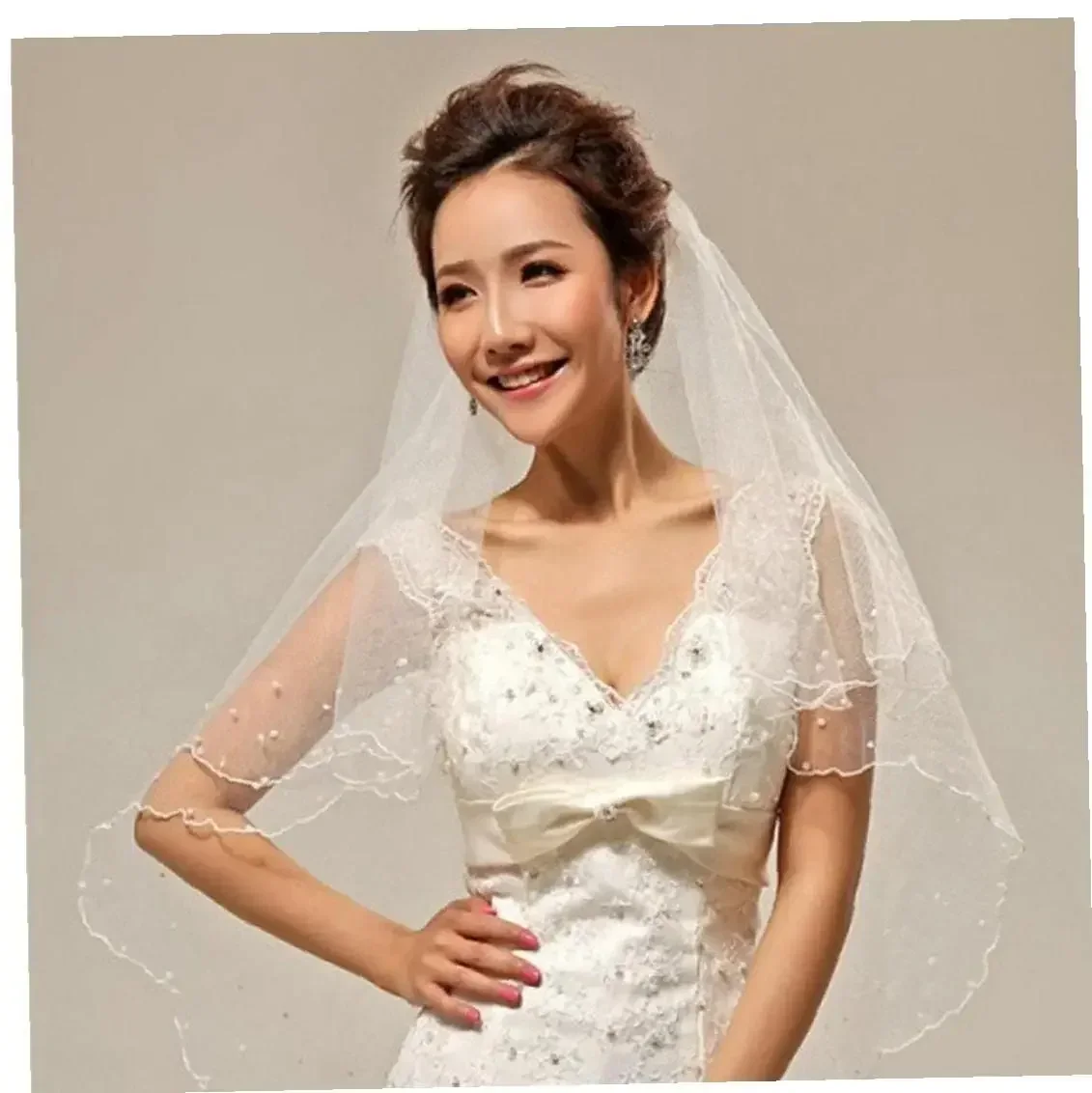 Bridal Veil Wedding Veils Women's Simple White Short Veils for Brides Shower Bachelorette Hen Party Costume Dress