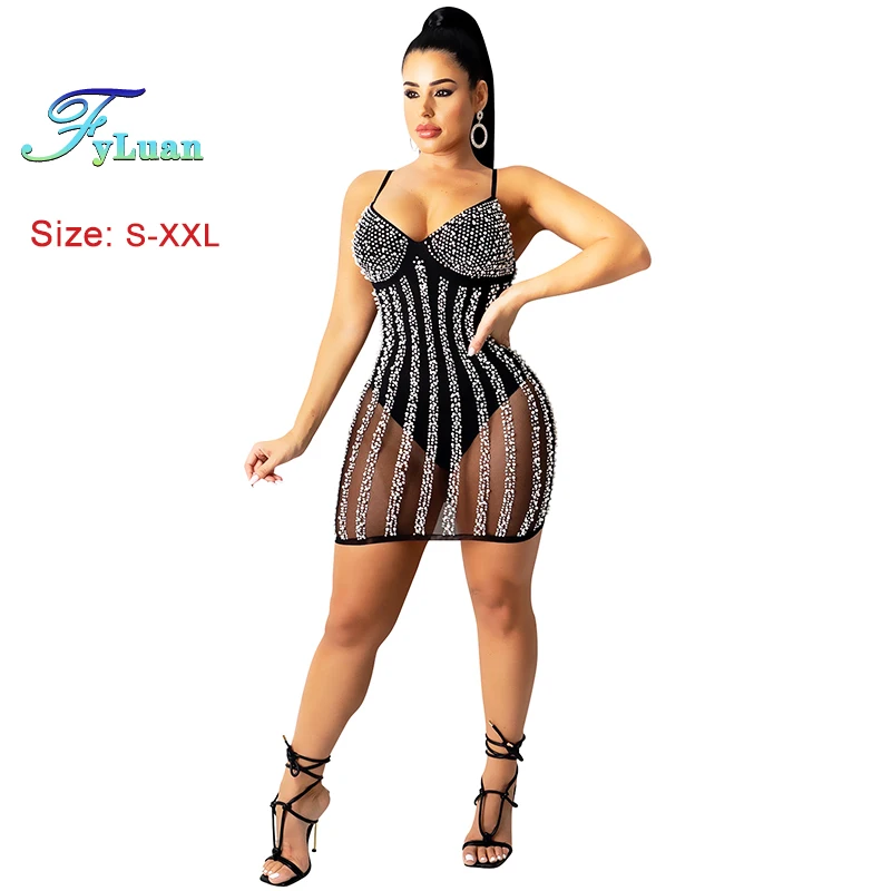 2025, luxuriöse Abendkleider für Damen, tiefer V-Ausschnitt, Hosenträger, einteiliger kurzer Rock, durchsichtiges Netz, schulterfrei, rückenfrei, Dekor, Ballkleider