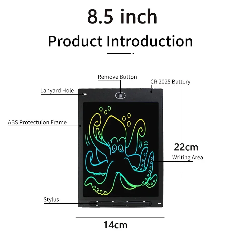 Tableta de escritura LCD de 8,5 pulgadas para niños, tableta electrónica portátil de dibujos, pizarra mágica, juguetes de dibujo