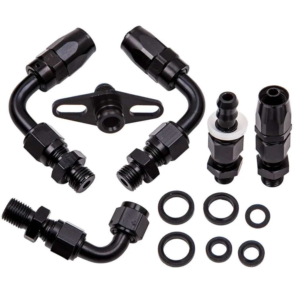 Kit regolatore pressione carburante regolabile con calibro 100 PSI Raccordo AN6 Nero Nuovo