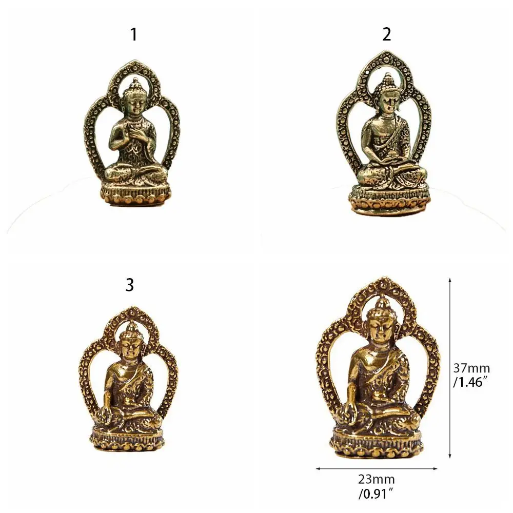 Handcraft Buddha Statue Chinese Style Pure Brass Vivid Buddha Pendant Miniature Mini Brass Buddha Car Pendant