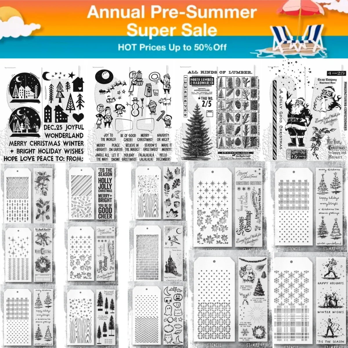 Craft Clearance Stamps Christmas Santa Clear Stamps for DIY Making Card Scrapbook Paper Craft Supplies Decoration New Stamps