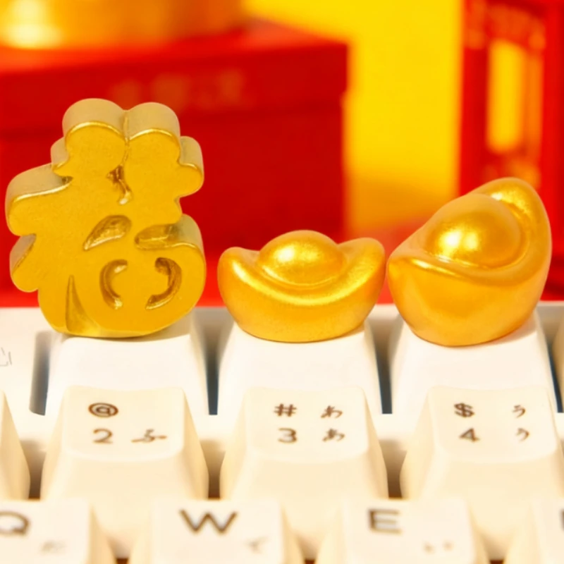 

Cosmic Peripheral Fun Mouse Pad Gold Ingot & Money Tree Fortune PBT Cross switch Keycap Element Unique Decorative Mouse Mat