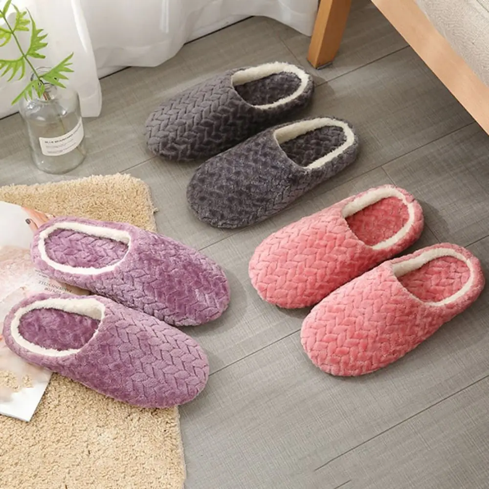 

Comfortable Non-Slip Warm Slippers Fluffy Thicken Winter Indoor Slippers Casual Homewear Shoes Soft Soled Shoes Bedroom