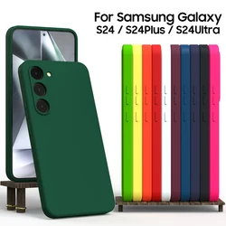 For Samsung Galaxy S24 S22 S21 Ultra Plus Case Silky Original Silicone Cover Soft-Touch Back Protective Shell For S23 S20 FE A55