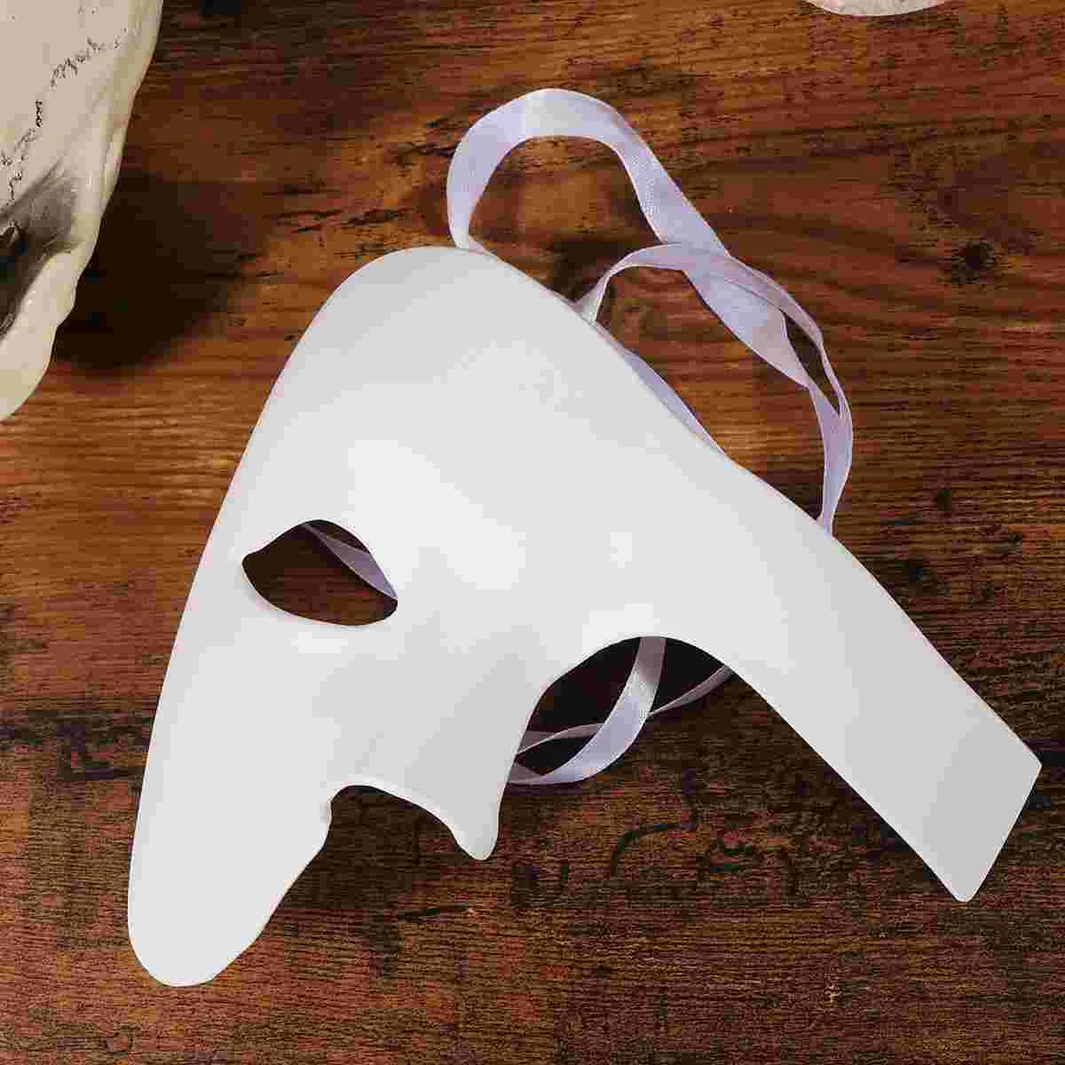 Halloween One-eyed Mask Masquerade Mask Delicate Retro Solid Color Half Face Mask for Cosplay Party Festival White