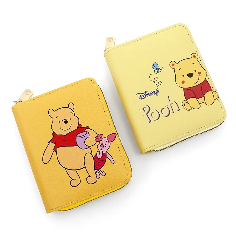 Disney Winnie The Pooh portamonete Cartoon Animals Mini PU portafogli per ragazzi ragazze studenti borsa per carte con cerniera regali per bambini