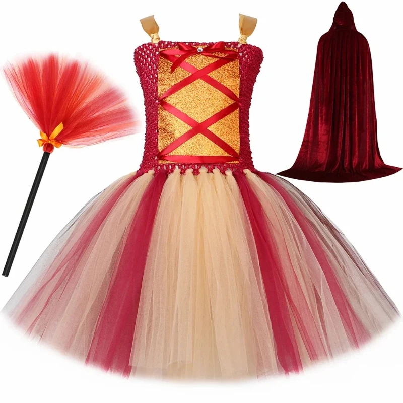 Sanderson Sisters Witch Tutu Dress for Girls Carnival Party Dresses Outfit Hocus Pocus Halloween Costume for Kids Fancy Clothes