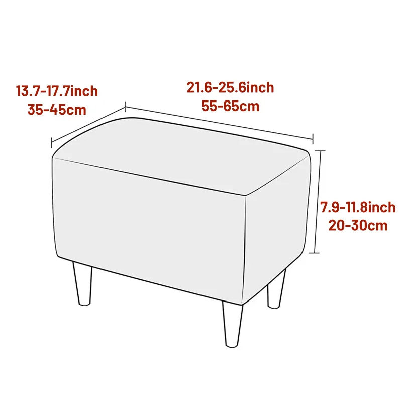 Jacquard Ottoman Cover Elastic Solid Color All-inclusive Footrest Slipcovers Non-slip Footstool Protective Case for Living Room