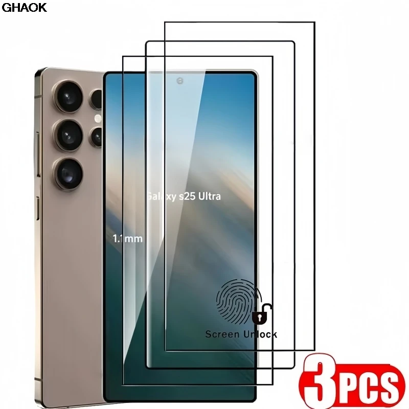 3 pçs vidro temperado para samsung galaxy s25 ultra s24 plus s24ultra s25 + borda protetor de tela em s25ultra capa protetora vidro