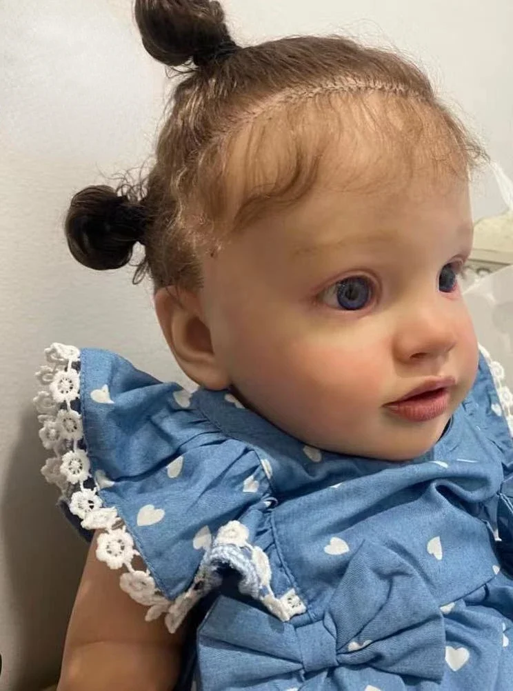 26''Artist Painting Reborn Baby Pippa With Hand-Rooted Brown Hair Already Finished Doll With Different Dress Doll For Girl