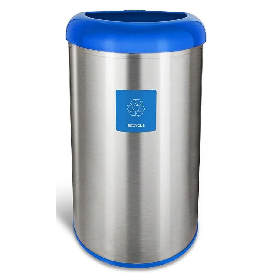 

13 Gallon Kitchen Trash Can Stainless Steel Garbage Bin No Lid Blue Modern Slim Design for Living Room Bedroom Office Use
