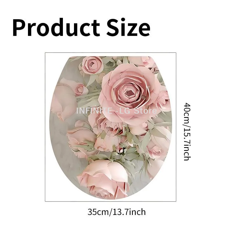 Rose Toilet Lid PVC Sticker Waterproof Self Adhesive Custom Design For Bath DecorINFINITE -LG
