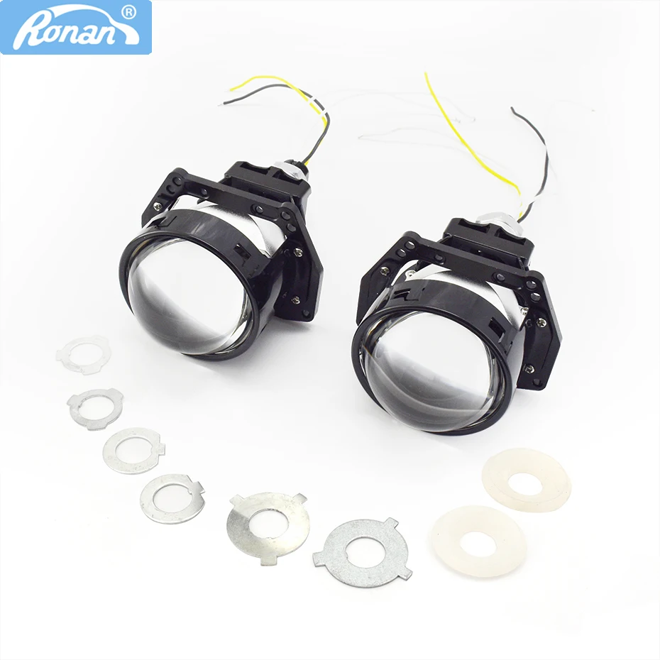 Ronan 58W 3inch Bi LED Lenses Dual Reflector 12V for Hella 3R G5 Retrofit H1 H4 H7 9005/9006 Car Accessory Headlight Upgrade