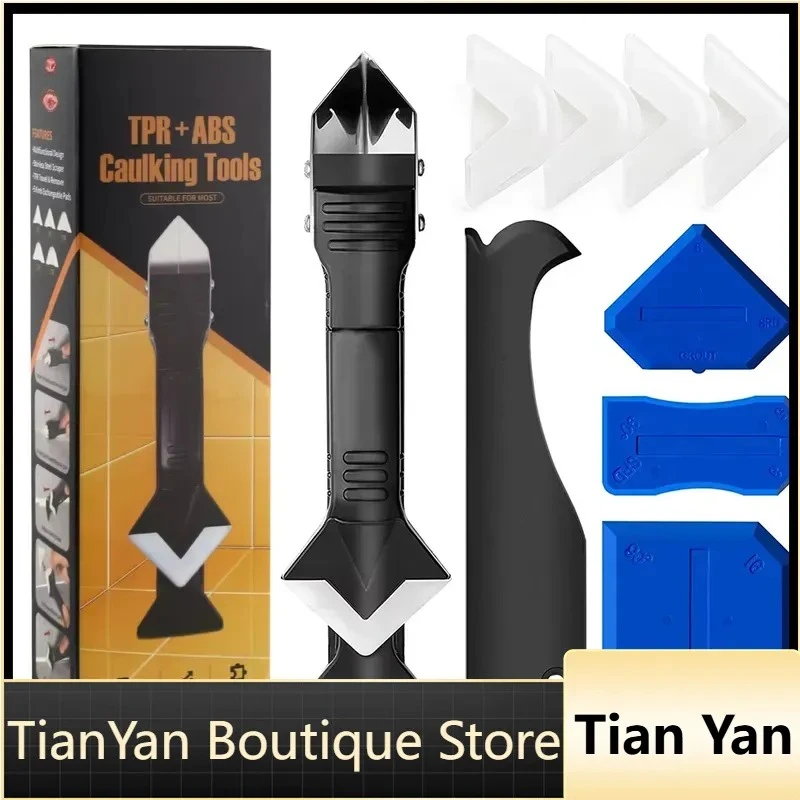 EE1 Hot Sale 3 in 1 Silicone Sealant Replace and Removal Tool Caulking Tool Kit with 4 Pcs of Sealant Tool