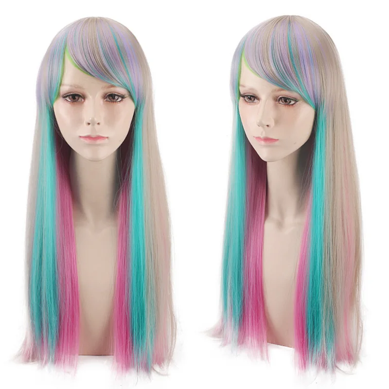 Длинный прямой синтетический парик с челкой, блондинка, естественный вид, пушистые парики на всю голову для женщин, повседневный косплей, вечерние