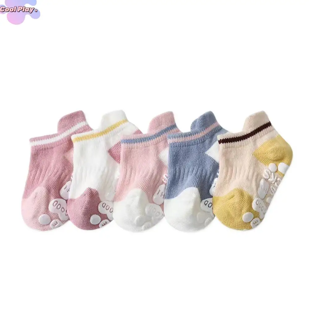 

5 пар хлопковых детских носков-тапочек с надписью, короткие детские носки до щиколотки, чулочно-носочные изделия, дышащие прогулочные носки для малышей, студенческие