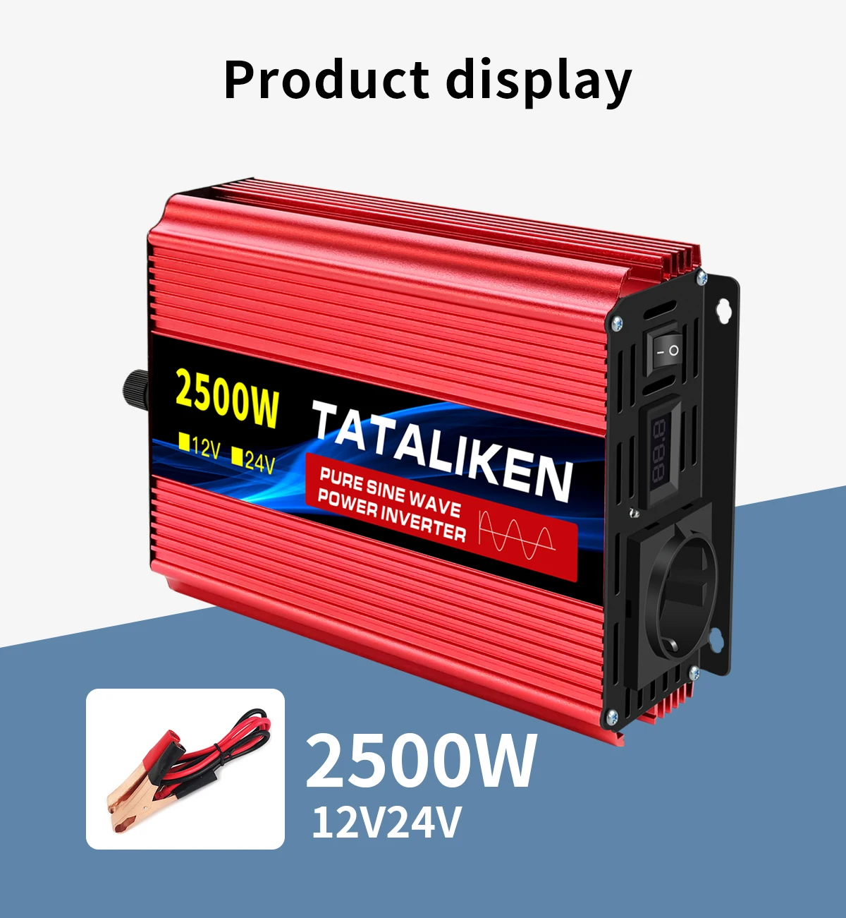 Wechselrichter reine Sinuswelle 2500 W/3500 W/4500 W/5000 WDC 12 V/24 V zu AC 220 V 230 V Spannungsübertragungskonverter Ladeadapter EU-Buchse – Detail 12