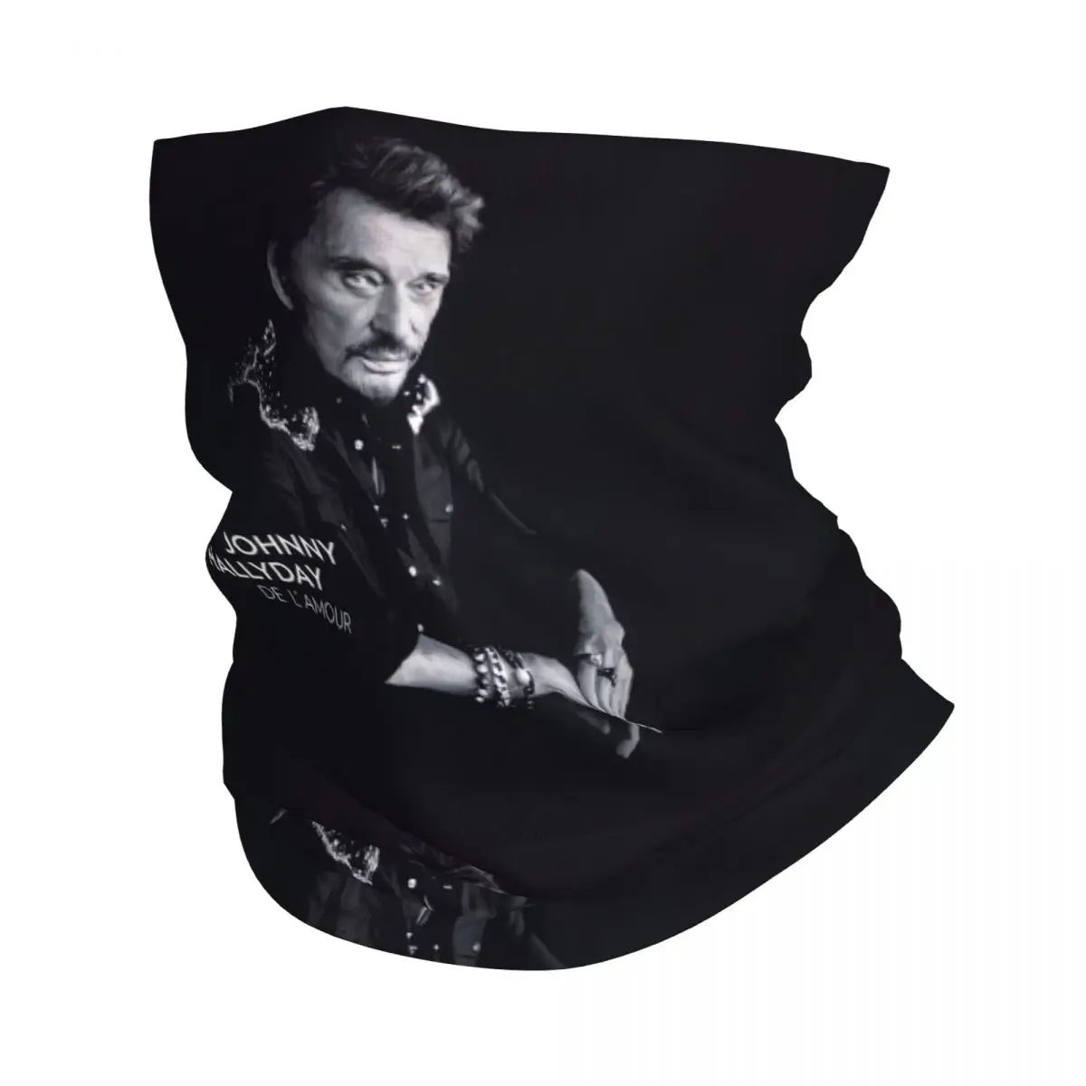 Johnny Hallyday Neck Gaiter Men Women Windproof Winter French Singer Bandana Scarf for Cycling