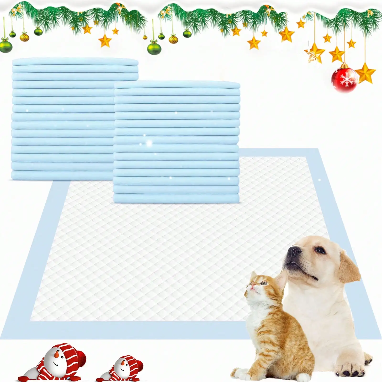 

[Super Absorbent & Leak-Proof] Ultra Thick Pad Pink & Blue Pet Pee Pads 30/60/100pcs | 6-Layer Thick Heavy-Duty Pad