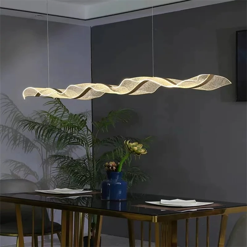 Restaurant counter wave LED pendant light acrylic dimming kitchen pendant light Nordic design home decoration lighting fixtures