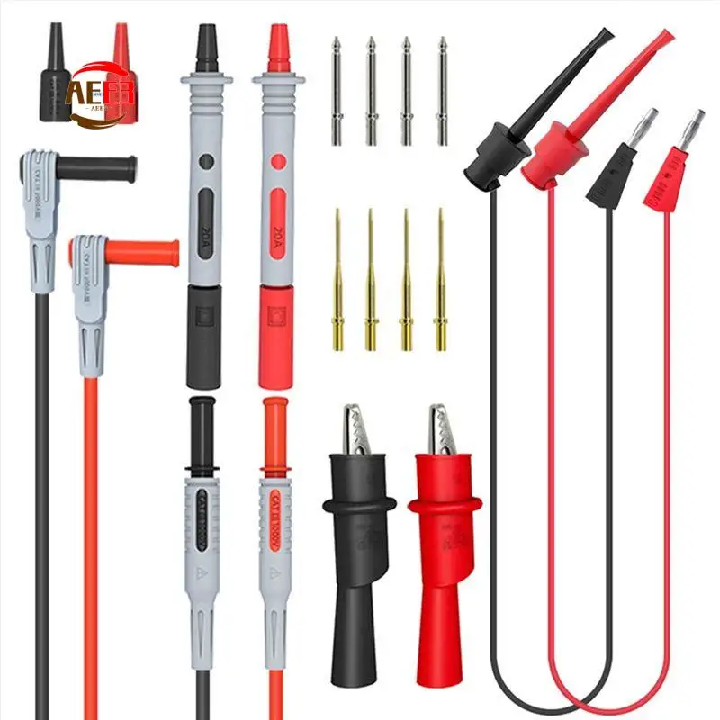 AEE3-P1308B 18PCS Test Lead Kit 4MM Banana Plug Test Hook Cable Replaceable Multimeter Probe Alligator Clip
