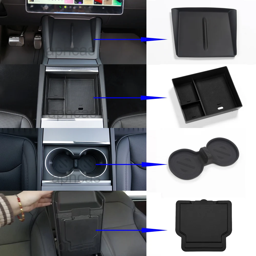 Per Tesla Model 3 Highland Storage Box bracciolo centrale scatola nascosta portabicchieri Organizer 2024 accessori per auto