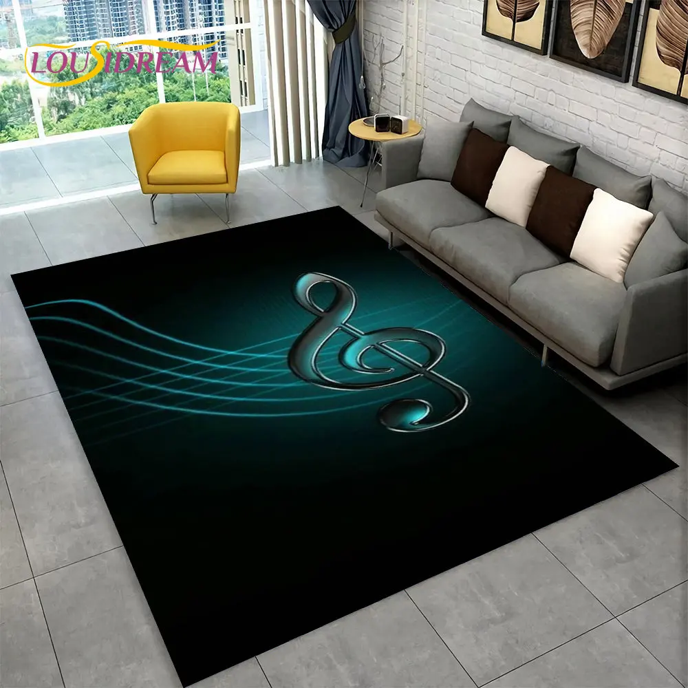 3D Music Musical Note Piano Art Area Rug Large,Carpet Rug for Living Room Bedroom Sofa Doormat Decor,Child Non-slip Floor Mat