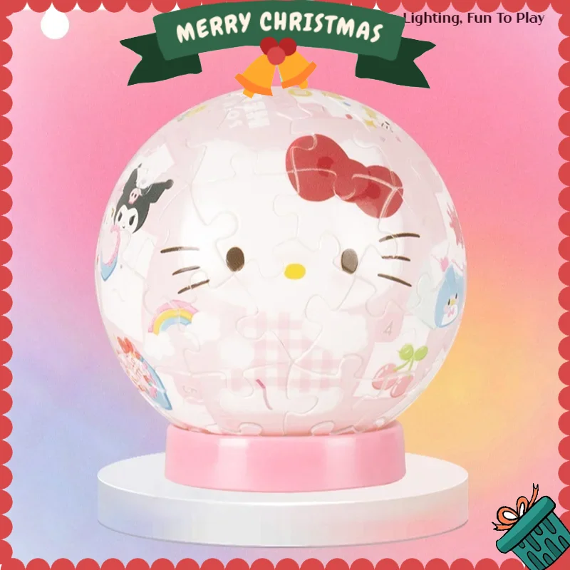 Genuine Sanrio Hello Kitty Pom Pom Purin 3d Night Light Ball Puzzle Toys Cartoon DIY Jigsaw Puzzle Toys Gifts Blessing Lights