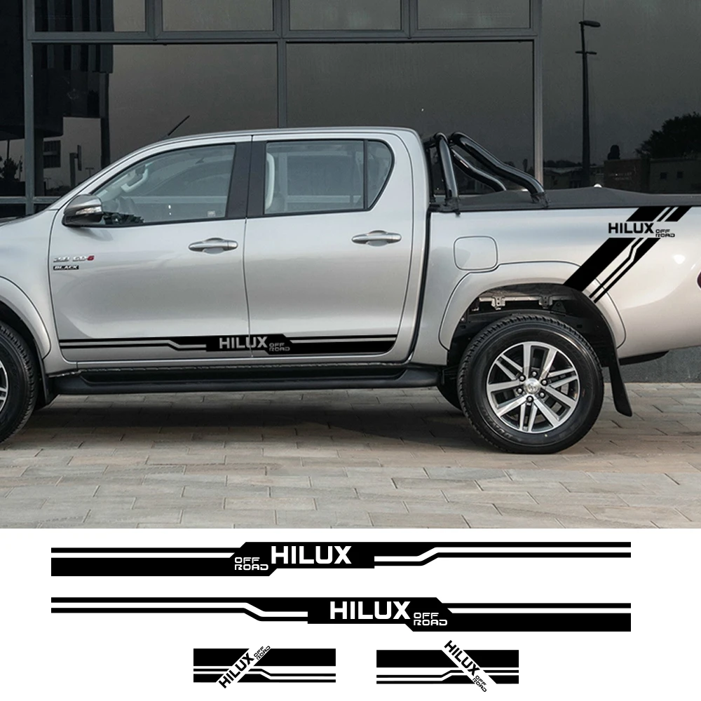 Pickup Stickers Car Side Stripes Decals For Toyota Hilux Vigo Revo Truck Graphics Vinyl Film Custom Letter Cover Car Accessories