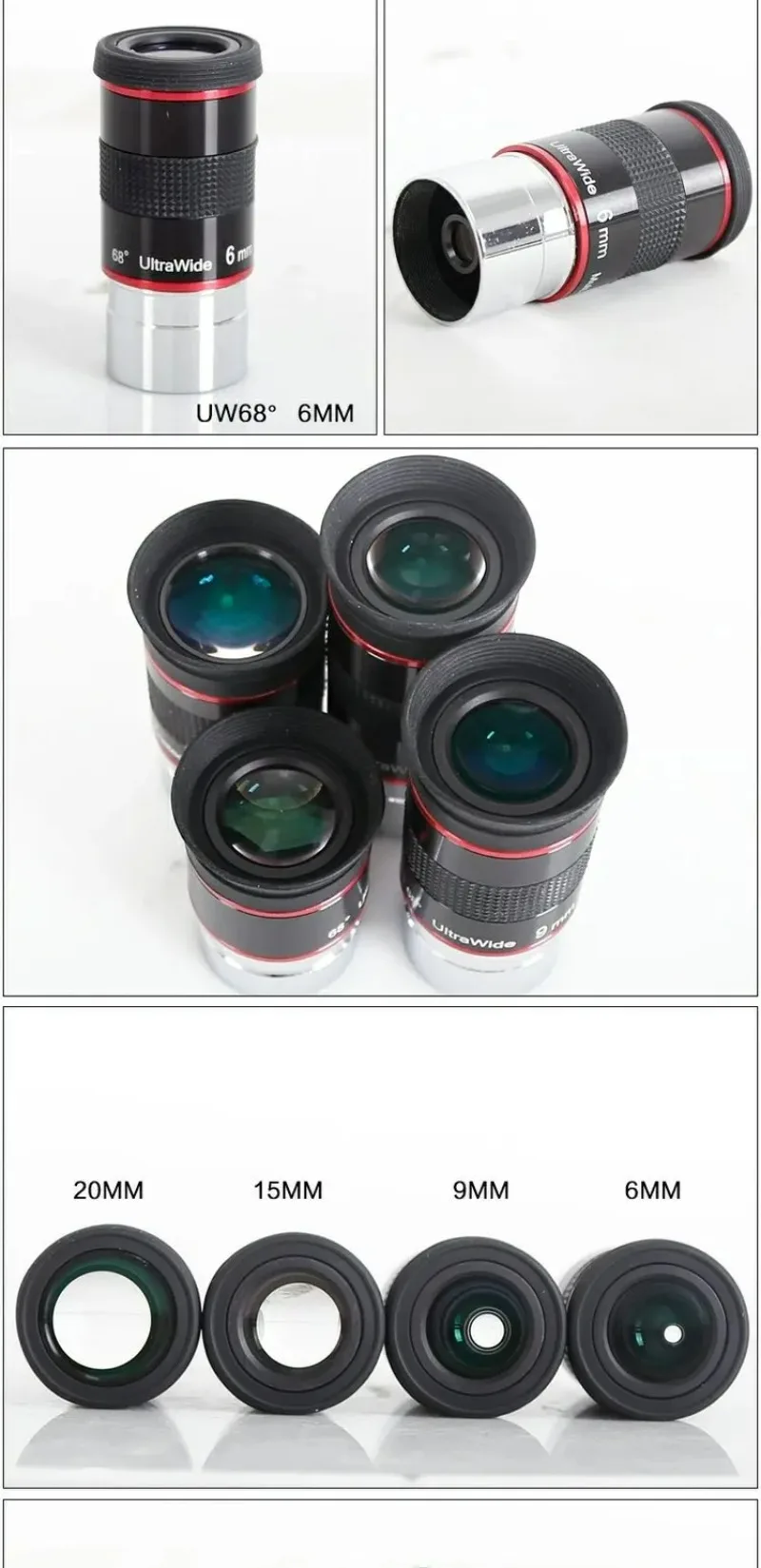 Angeleyes High-Power Wide Angle Eyepiece for Telescopes 6mm 9mm 15mm 20mm Professional Astronomical Telescope Accessories