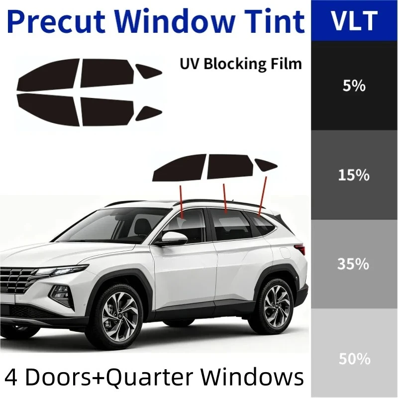For Hyundai Tucson NX4 SUV Pre‑Cut Nano‑Ceramic Window Tint Film, 4 Doors+Quarter Windows, UV IR Heat Blocking Privacy 2‑Ply PET