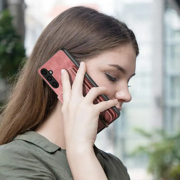 Reißverschluss-Brieftasche Lederhülle für Samsung Galaxy A57 A17 A54 A34 A36 A16 A56 5G Handy Etui A55 A35 A15 A37 A27 A18 A08 Kartenetui – Detail 8