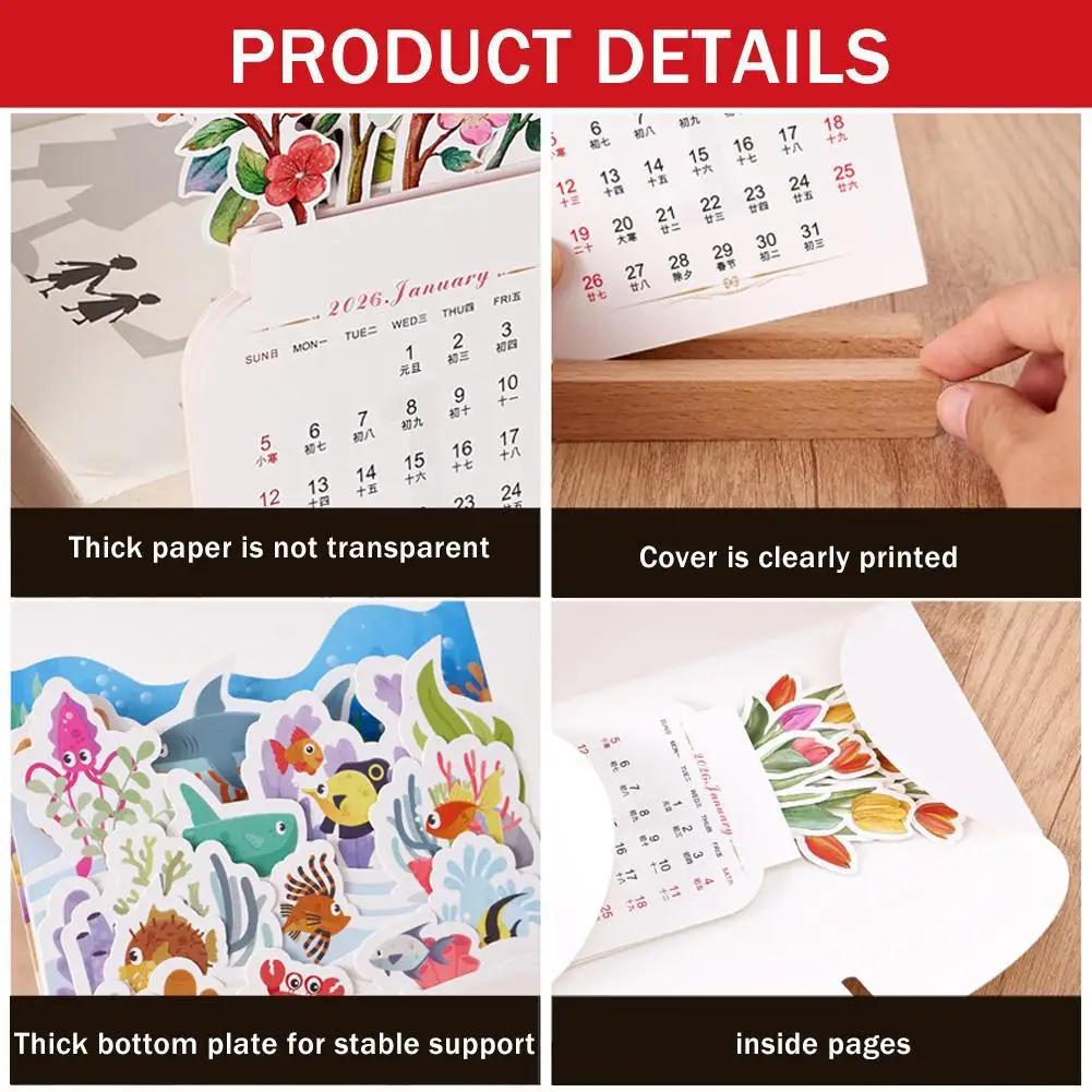 

1 шт., мини-милый настольный цветочный календарь, деревянная подставка, ежемесячный планировщик, настольные заметки для домашнего офиса, планирование расписания, подарки, декоративные