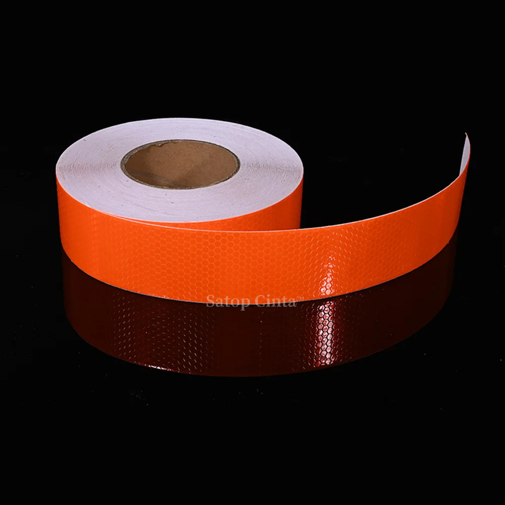 High Intensity Orange Reflective Tape 5cm*50m Waterproof Self-Adhesive Warning Caution Conspicuity Reflectors For Motorcycle Car