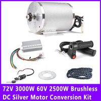 72V 3000W 60V 2500W Brushless DC Silver Motor Conversion Electric Motorcycle Kart Motor Kit DIY MY1020