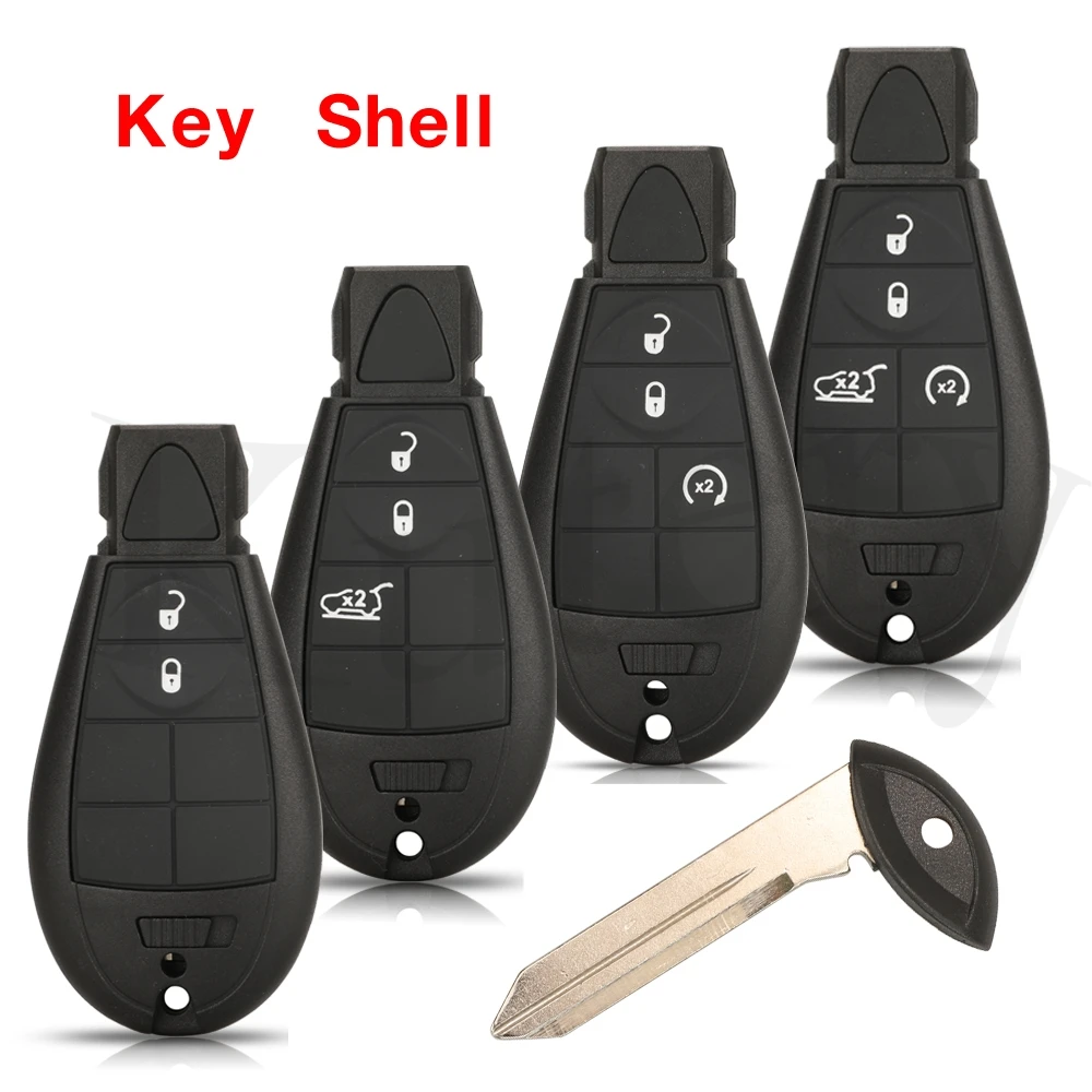 

jingyuqin 10PCS 2/3/4 BTN Smart Remote Control Car Key Shell FOB For Dodge RAM Jeep Cherokee Sport KL Chrysler town & Country