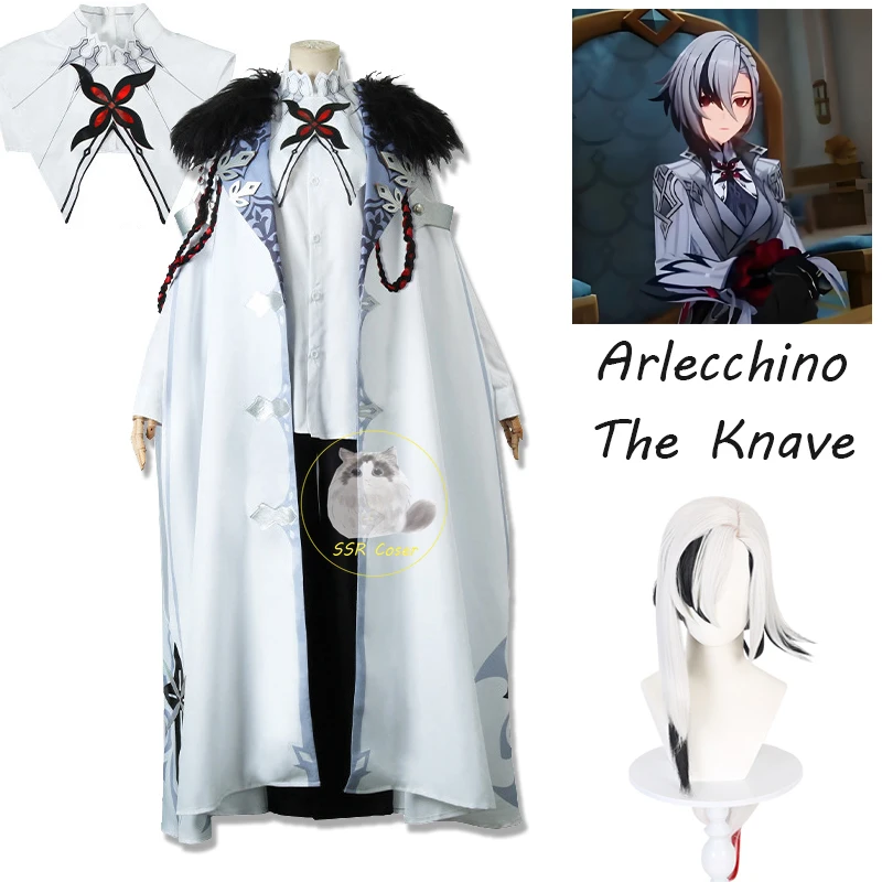 

Genshin Impact Arlecchino The Knave Cosplay Costume Wig Uniform Eleven Fatui Harbingers Outfit Halloween Carnival Party Clothes