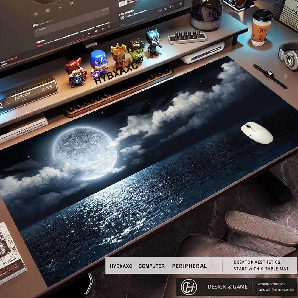 

Black Moon Night Mouse Pad Gaming printon demand Custom Large HD Mousepad XXL keyboard pad Office Soft Carpet Table Mat Mice Pad
