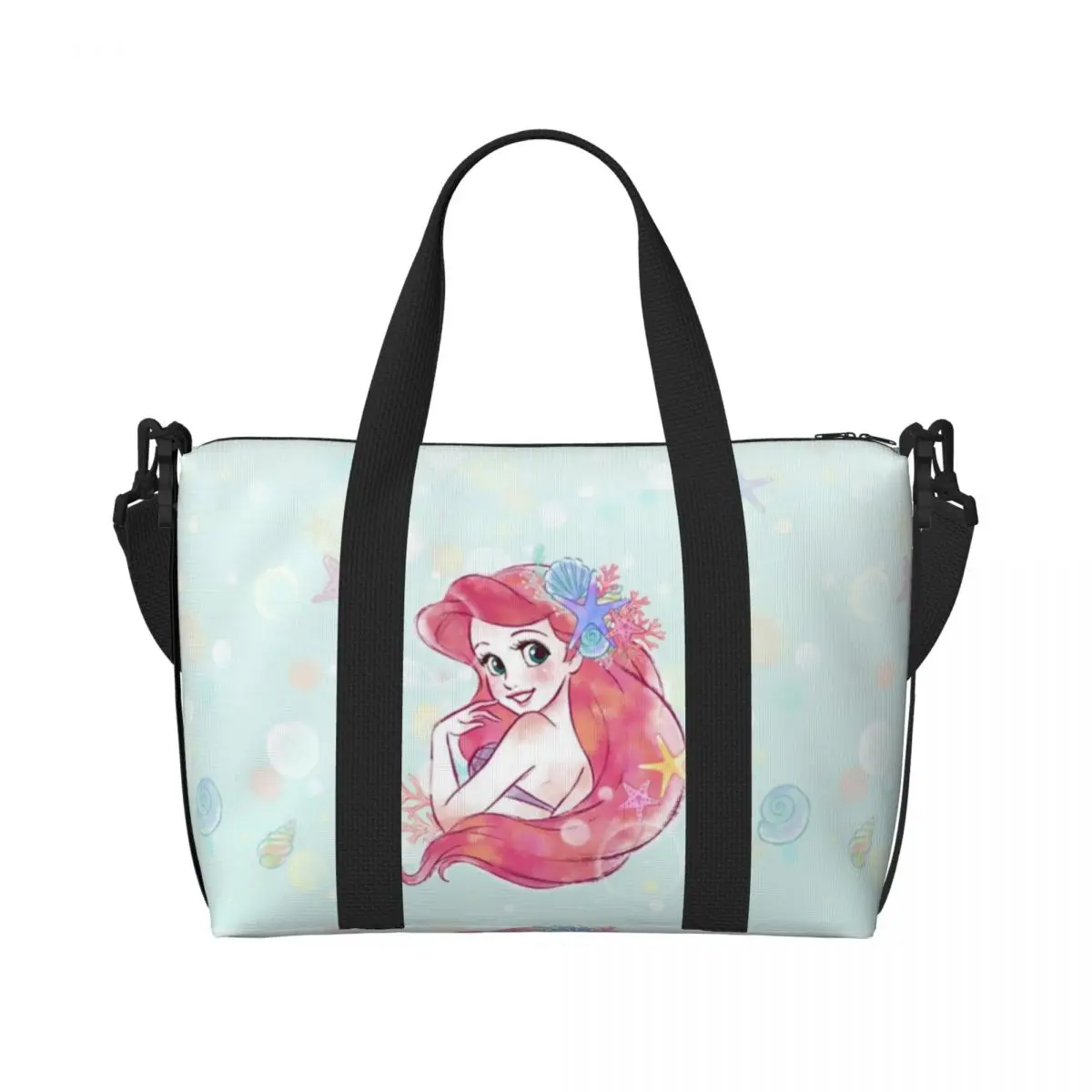 

Пляжная сумка-тоут «Маленькая Русалочка» на заказ, женская, очень большая, для спортзала, для путешествий, для покупок, с принтом принцессы Ариэль