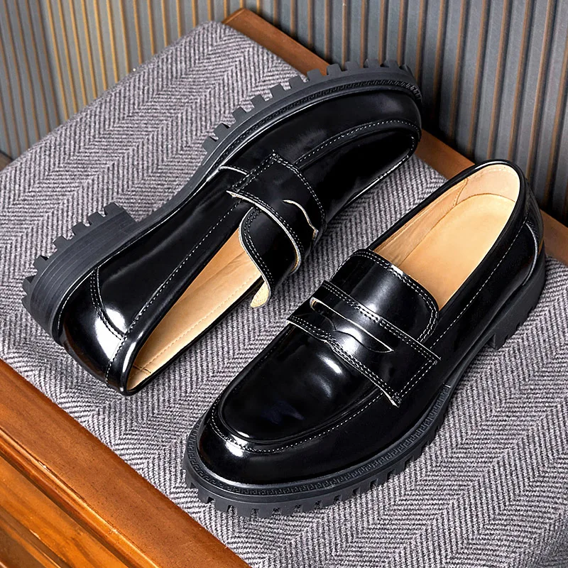 2023 Spring Autumn Genuine Leather  Dress Shoes Men Casual Loafers Men Luxury Slip-On High Quality  British Retro Men Shoes
