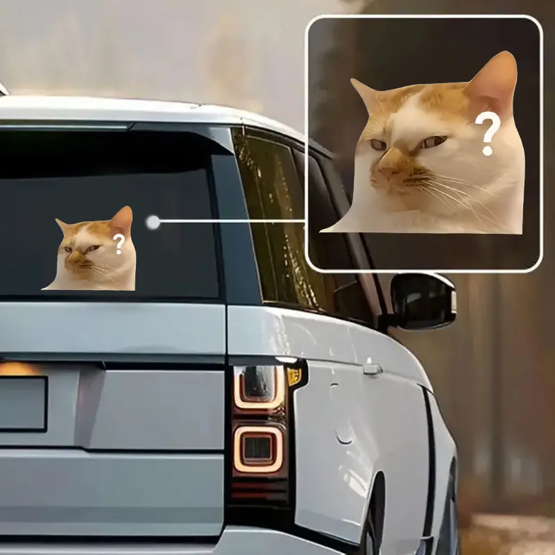 1PC Creative Cat MEME Motorcycle Sticker Waterproof for Motorbike Fuel Tank Car Window Electric Scooter Decoration Vinyl Decal view 5