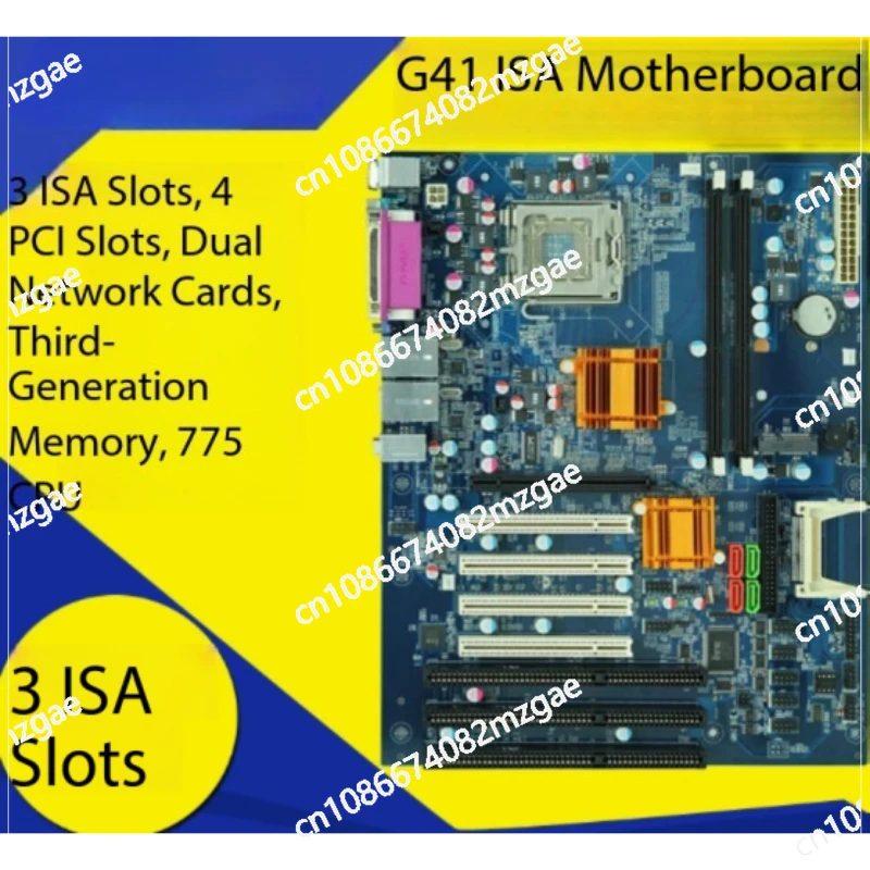 G41 industrial motherboard with 3 ISAs, 4 PCI slots and dual LAN DDR3 LGA 775 slots