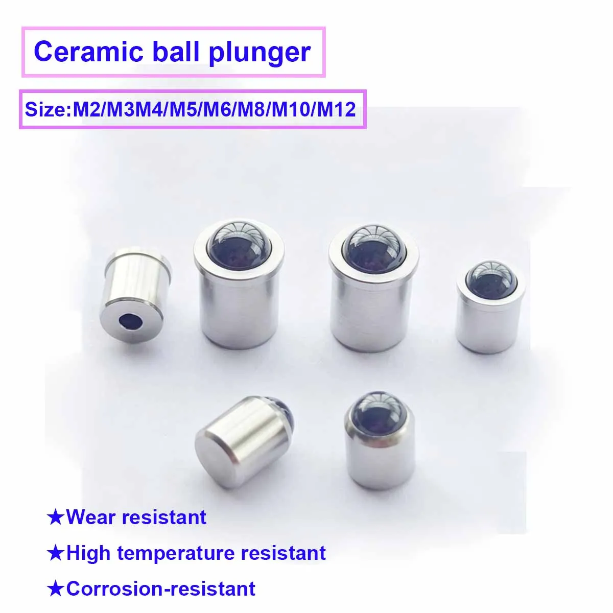 20PCS Spring Ball Head Plunger Press In Ceramic Ball Head Step Bead Screw Stainless Steel Positioning Bead Rolling Ball Ball