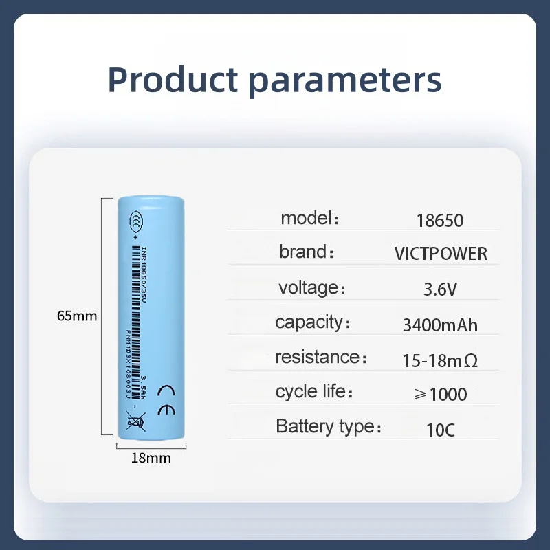 Victpower 10PCS 3.7V 3500mAh 3C 35V High Magnification Rechargeable Lithium Battery Pack Cylindrical Ion Batteries for Toys